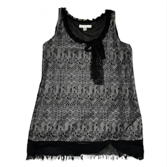 Cabi Emily 552 Lace Sleeveless Black Cream Overlay Floral Tank Top Blouse XSmall - Picture 1 of 7